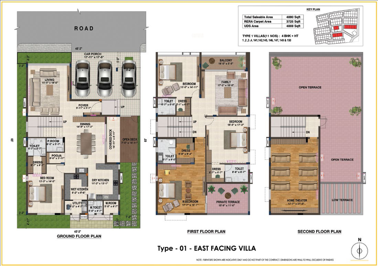 type 1 east facing villa